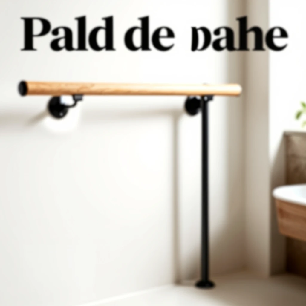 Barre d'appui chromée installée dans une salle de bain