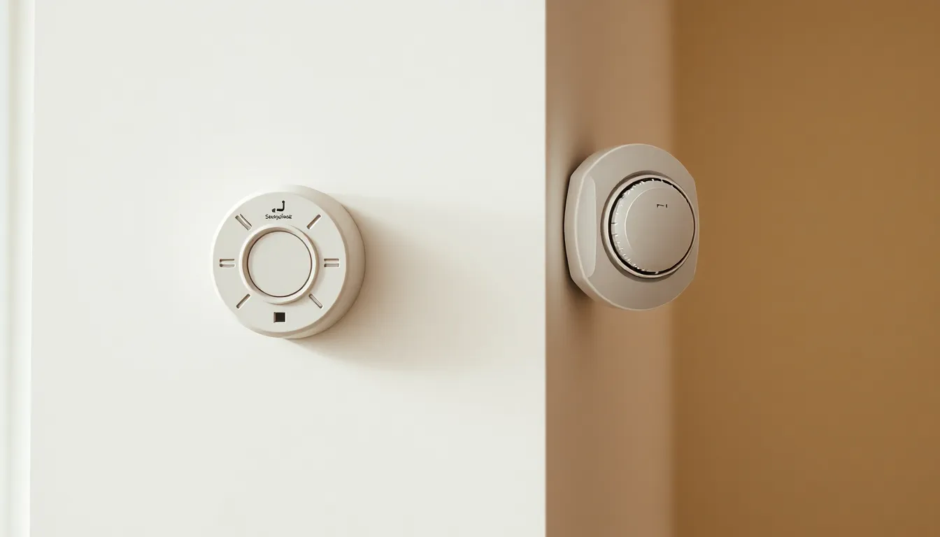 Detecteur de fumee et capteur de securite au mur dun logement
