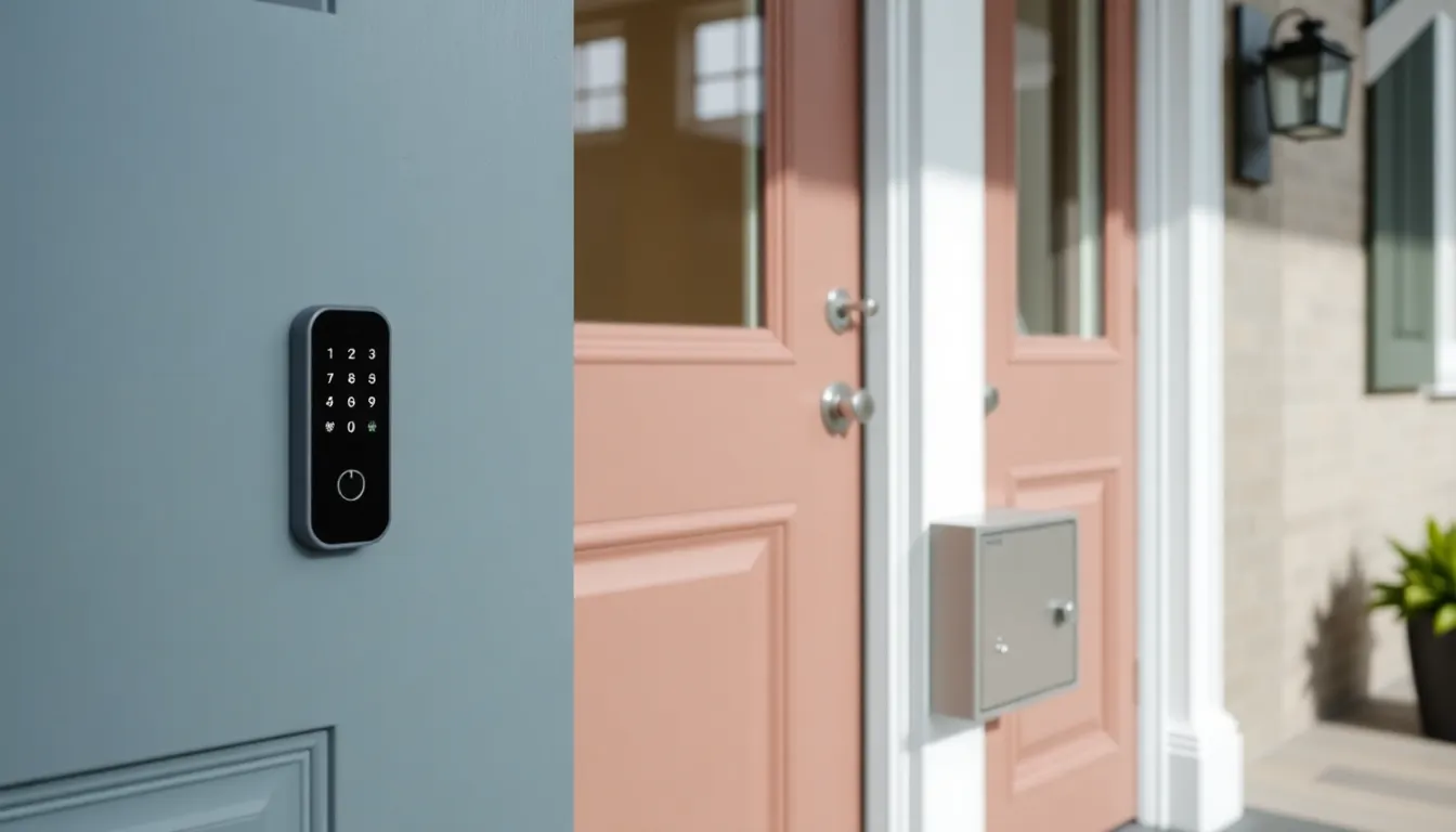 Serrures connectées et boîtes à clés pour les aidants 1 Serrure connectee a code et boite a cles sur une porte dentree
