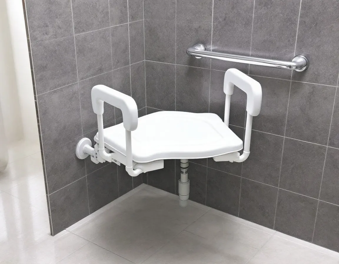 Siège de douche PMR : guide complet 2026 (modèles, prix, installation) 1 Siege de douche PMR blanc et aluminium dans salle de bain moderne